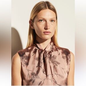 NWT Vince Iris Twist Knot Sleeveless Satin Top Size XS Mauve Orchid Shell
